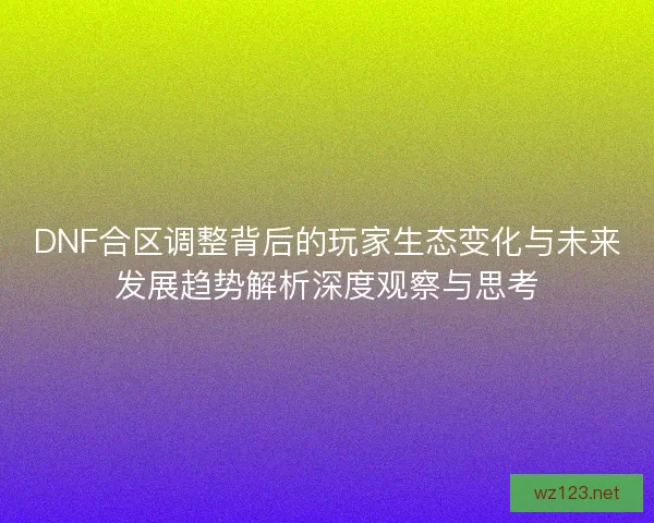 DNF合区调整背后的玩家生态变化与未来发展趋势解析深度观察与思考